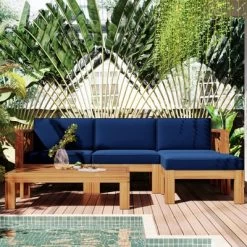 Outdoor Patio Wooden 5 Pieces Modular Sofa Set With Cushions - ModernLuxe -Quality Garden Outdoor Store GUEST ce9a265e 5ed6 461e b646 a10b84a592b8