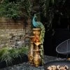 LuxenHome Peacock And Urns Resin Outdoor Fountain With LED Lights
