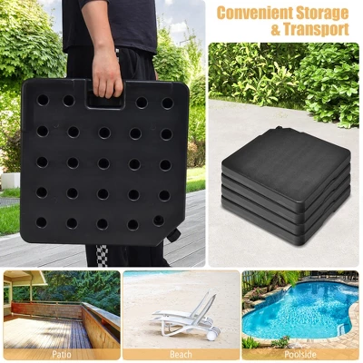 Costway Patio 4pcs 13L Cantilever Offset Umbrella Base Heavy Duty Outdoor Square Black 7 Costway Patio 4pcs 13L Cantilever Offset Umbrella Base Heavy Duty Outdoor Square Black - Image 7