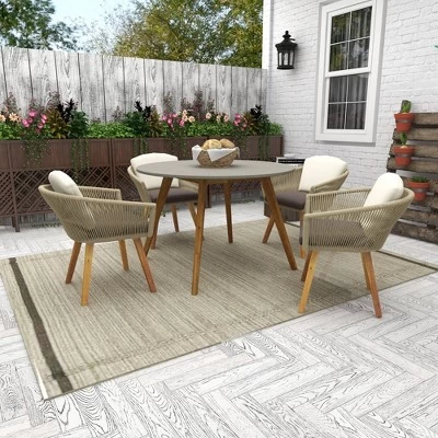 Small Round Concrete Outdoor End Table - Gray - Olivia & May 12 Small Round Concrete Outdoor End Table - Gray - Olivia & May - Image 12