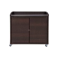 Teamson Home 39.5" Veronica Rolling Outdoor PE Rattan Bar Cart With Storage, Brown -Quality Garden Outdoor Store GUEST cfa0128a 219d 4246 92ae 749460425af0