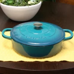 Crock-Pot Artisan 5 Qt Braiser Pan With Lid In Teal Ombre