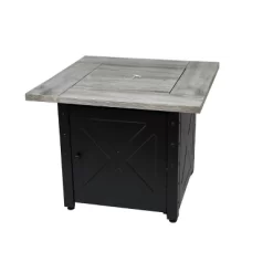 Endless Summer The Mason 30" Square LP Gas Fire Pit With Faux Wood Cement Resin Mantel Black