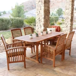7pc Acacia Wood Patio Dining Set With Cushions - Saracina Home -Quality Garden Outdoor Store GUEST d09d1abb 1c4d 4708 955d 206d7388c2d0