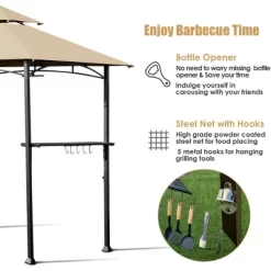Costway 8' X 5' Outdoor Patio Barbecue Grill Gazebo W/ LED Lights 2-Tier Canopy Top Tan 14 Costway 8' X 5' Outdoor Patio Barbecue Grill Gazebo W/ LED Lights 2-Tier Canopy Top Tan -Quality Garden Outdoor Store GUEST d11ec217 7832 4057 a991 4a999d07ce3d