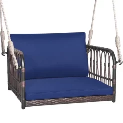 Costway Porch Swing Chair Rattan Woven Hanging Bench Seat With Cushions Hooks Balcony Navy 11 Costway Porch Swing Chair Rattan Woven Hanging Bench Seat With Cushions Hooks Balcony Navy -Quality Garden Outdoor Store GUEST d1b03899 3376 48da aeea 3cfc1716829e