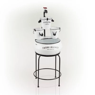 36" Buckets With Faucet Tabletop Fountain White - Alpine Corporation 4 36" Buckets With Faucet Tabletop Fountain White - Alpine Corporation - Image 4