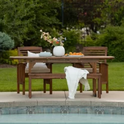 Ravenscroft 4pc Extendable Acacia Wood Outdoor Dining Set - Saracina Home -Quality Garden Outdoor Store GUEST d1e17e82 6666 4c9e 9100 6baec1df9027