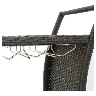 Bahama Wicker Bar Cart - Gray - Christopher Knight Home 2 Bahama Wicker Bar Cart - Gray - Christopher Knight Home - Image 2