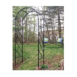 Achla Designs 92" Elegant Handcrafted Lattice Iron Garden Arbor Graphite Powder Coated Finish 6 Achla Designs 92" Elegant Handcrafted Lattice Iron Garden Arbor Graphite Powder Coated Finish -Quality Garden Outdoor Store GUEST d2a8d079 49a6 4a25 bd3c d087120d37d2