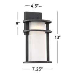 John Timberland Aline Modern Outdoor Wall Light Fixtures Set Of 2 Black Metal LED 13" White Frosted Glass For Post Exterior Barn Deck -Quality Garden Outdoor Store GUEST d315ae6b 7ba6 4bb2 8d17 5bd80b0f7ebc