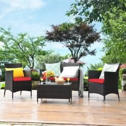Tangkula 4-Piece Patio Rattan Wicker Conversation Furniture Set Sofa Chair Table Set -Quality Garden Outdoor Store GUEST d333e960 c48f 491e 84ad ac0e1322ddd2