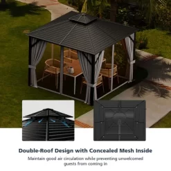 Costway 10' X 10' Patio Double-Top Hardtop Gazebo Galvanized Steel Roof Aluminum Frame 15 Costway 10' X 10' Patio Double-Top Hardtop Gazebo Galvanized Steel Roof Aluminum Frame -Quality Garden Outdoor Store GUEST d3a601f6 7f80 481d 8535 ffc18f2f77cc