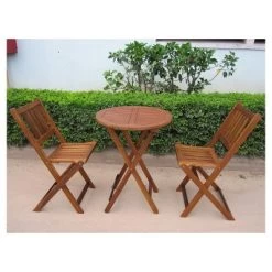 3pc Wood Patio Bistro Set - Brown - Merry Products