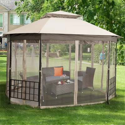 Tangkula 10'x 12'Octagonal Canopy Tent Patio Gazebo Canopy Shelter W/ Mosquito Netting 2 Tangkula 10'x 12'Octagonal Canopy Tent Patio Gazebo Canopy Shelter W/ Mosquito Netting - Image 2