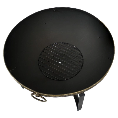 Sunnydaze Decor Sunnydaze Outdoor Camping Or Backyard Steel Contemporary Fire Pit Bowl With Handles And Spark Screen - 26" - Black 6 Sunnydaze Decor Sunnydaze Outdoor Camping Or Backyard Steel Contemporary Fire Pit Bowl With Handles And Spark Screen - 26" - Black - Image 6