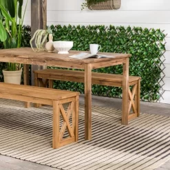 3pc Acacia Wood X Design Outdoor Patio Dining Set - Brown - Saracina Home -Quality Garden Outdoor Store GUEST d443785c 83db 4334 bf12 a97492ae3d88