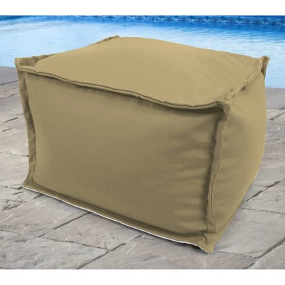 23" X 25" X 17" Outdoor Bean Filled Pouf/Ottoman In Sunbrella Canvas Heather Beige - Jordan Manufacturing 2 23" X 25" X 17" Outdoor Bean Filled Pouf/Ottoman In Sunbrella Canvas Heather Beige - Jordan Manufacturing - Image 2