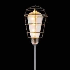 Set Of 2 Outdoor Solar Powered Edison Bulb Garden LED Stakes Black - Alpine Corporation