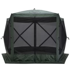Gazelle GG500GR 4 Person 5 Sided Outdoor Portable Pop Up Water And UV Resistant Gazebo Screened Tent With Carry Bag And Stakes, Alpine Green