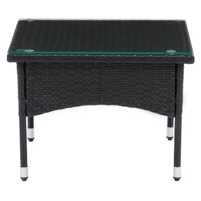 Parksville Rattan Side Table - Black - CorLiving 2 Parksville Rattan Side Table - Black - CorLiving - Image 2