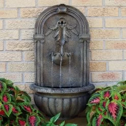 Sunnydaze Decor Sunnydaze 27"H Solar-Powered Polystone Florence Outdoor Wall-Mount Water Fountain