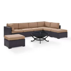 Biscayne 6pc Outdoor Wicker Sectional Set With Fire Pit - Crosley -Quality Garden Outdoor Store GUEST d603e156 a1f3 4d35 876b 972f6f18bdbf