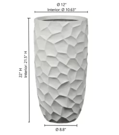 LuxenHome White MgO Geometric Pattern 22" Tall Round Planter -Quality Garden Outdoor Store GUEST d62abde8 95e0 4cd2 acd2 60da65e178c7