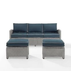 Bradenton 3pc Outdoor Wicker Sofa & 2 Ottoman Set - Navy/Gray - Crosley 15 Bradenton 3pc Outdoor Wicker Sofa & 2 Ottoman Set - Navy/Gray - Crosley -Quality Garden Outdoor Store GUEST d64c4c92 b313 4834 af97 58739b1f4216