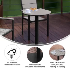 Flash Furniture Finch Commercial Grade Round 24" Table With Faux Teak Poly Slats And Steel Frame -Quality Garden Outdoor Store GUEST d670a04b bfac 4d6b b018 e05f6f204f90
