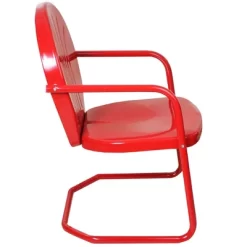 Northlight 34" Outdoor Retro Metal Tulip Armchair, Red -Quality Garden Outdoor Store GUEST d6833864 5d8c 4c34 a4a8 48c9b80d2408