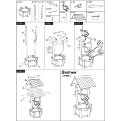 Costway Garden Rustic Wishing Well Water Fountain Wooden Outdoor Electric Backyard Pump