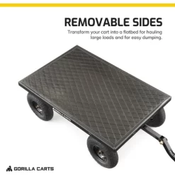 Gorilla Cart GOR1200-COM 9 Cubic Feet 1200 Pound Capacity Heavy Duty Durable Steel Utility Wagon Cart W/ 2 In 1 Towing Handle & Removable Sides, Black -Quality Garden Outdoor Store GUEST d6afd00a 1cb7 4649 bdad 50d740ab6ab0