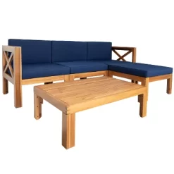 Outdoor Patio Wooden 5 Pieces Modular Sofa Set With Cushions - ModernLuxe -Quality Garden Outdoor Store GUEST d6c5f077 a3dd 4fe6 9e1e 6113f4daa5cf