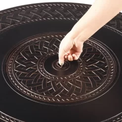 5pc Set With 34" Outdoor Round Aluminum Propane Fire Table & 4 Deep Seating Swivel Rocking Chairs & Lid - Oakland Living -Quality Garden Outdoor Store GUEST d7a3d836 fed3 492d 8844 cc49ced4c91b