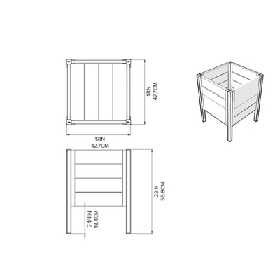 New England Arbors 17" Wide Urbana Square Raised Planter Box Espresso 2 New England Arbors 17" Wide Urbana Square Raised Planter Box Espresso - Image 2