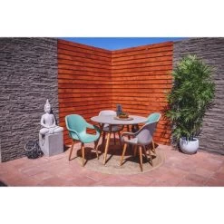 Small Round Concrete Outdoor End Table - Gray - Olivia & May