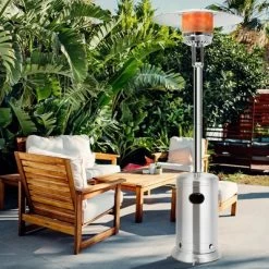 Costway 48000 BTU Stainless Steel Propane Patio Standing LP Gas Heater W/ Wheels -Quality Garden Outdoor Store GUEST d84320ed 8703 4bde 947f 7da2aa613cb5