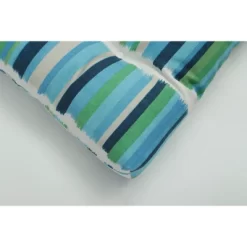 Set Of 2 Outdoor/Indoor Deluxe Tufted Chair Pads Solar Stripe - Pillow Perfect