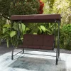 Costway 3-Seat Outdoor Converting Patio Swing Glider Adjustable Canopy Porch Swing Coffee/Black/Red