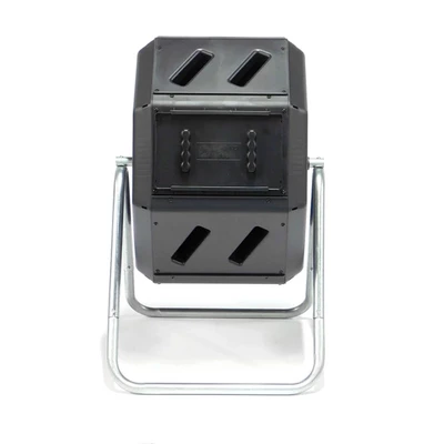 FCMP Outdoor Lawn & Garden 22.5 Gallon Plastic Tumbling Composter Rotating Yard Waste Bin With Aeration Holes, Black 4 FCMP Outdoor Lawn & Garden 22.5 Gallon Plastic Tumbling Composter Rotating Yard Waste Bin With Aeration Holes, Black - Image 4