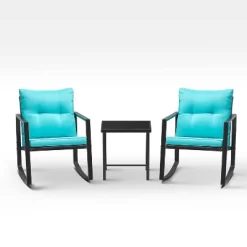 3pc Outdoor Wicker Set With Rocking Chairs & Glass Coffee Table - Devoko -Quality Garden Outdoor Store GUEST d9626f4a 4295 4080 9212 afd56b969420