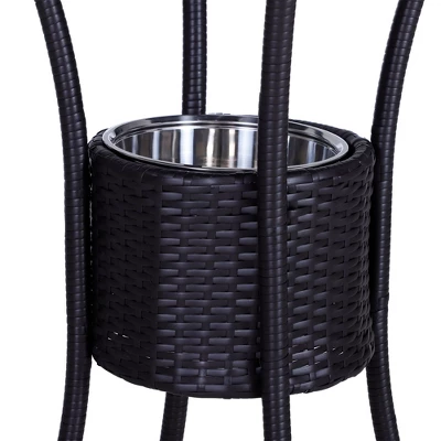 Outsunny Rattan Wicker Bar Set For 3 PCS With Ice Buckets, Patio Furniture With 1 Bar Table And 2 Bar Stools For Poolside, Backyard, Porches 4 Outsunny Rattan Wicker Bar Set For 3 PCS With Ice Buckets, Patio Furniture With 1 Bar Table And 2 Bar Stools For Poolside, Backyard, Porches - Image 4