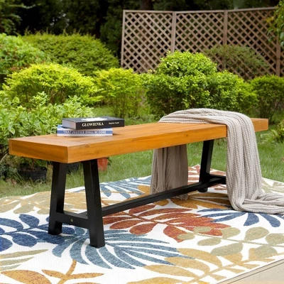 63" Rectangular Acacia Wood Patio Bench - Captiva Designs 5 63" Rectangular Acacia Wood Patio Bench - Captiva Designs - Image 5