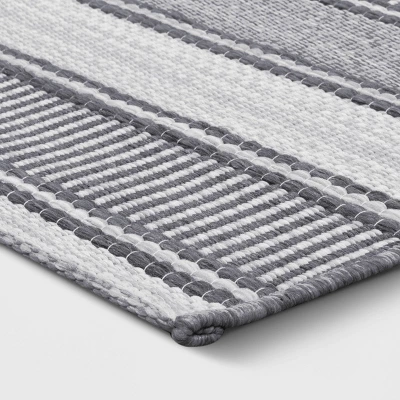 7'x10' Striped Rectangular Woven Outdoor Area Rug Charcoal Gray/Ivory - Threshold™ 2 7'x10' Striped Rectangular Woven Outdoor Area Rug Charcoal Gray/Ivory - Threshold™ - Image 2