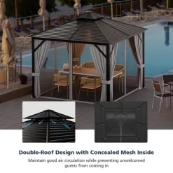 Costway 10' X 10' Patio Double-Top Hardtop Gazebo Galvanized Steel Roof Aluminum Frame 14 Costway 10' X 10' Patio Double-Top Hardtop Gazebo Galvanized Steel Roof Aluminum Frame -Quality Garden Outdoor Store GUEST dae3b123 8b3a 412b 9f81 399f728c20e2