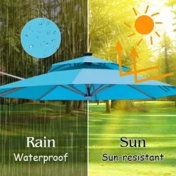 Costway 10ft Solar LED Patio Umbrella 360Degree Rotation W/USB Turquoise -Quality Garden Outdoor Store GUEST db71c533 4d0e 4cfb ad89 44f60616c1bc