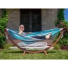 The Hamptons Collection 102” Blue Striped Sunbrella Brazilian Style Hammock With Stand