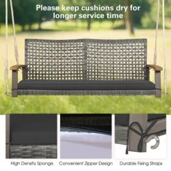 Tangkula Rattan Patio Porch Swing 2-Person Cushioned Swing Chair Bench -Quality Garden Outdoor Store GUEST dbc93588 fee8 4373 beb0 d22431e0e140