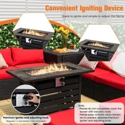 Costway 42'' Rectangular Propane Fire Pit Table 50,000 BTU W/ Lava Rocks & PVC Cover -Quality Garden Outdoor Store GUEST dc154d1c 302e 4fef 8fbc d64d5183990f